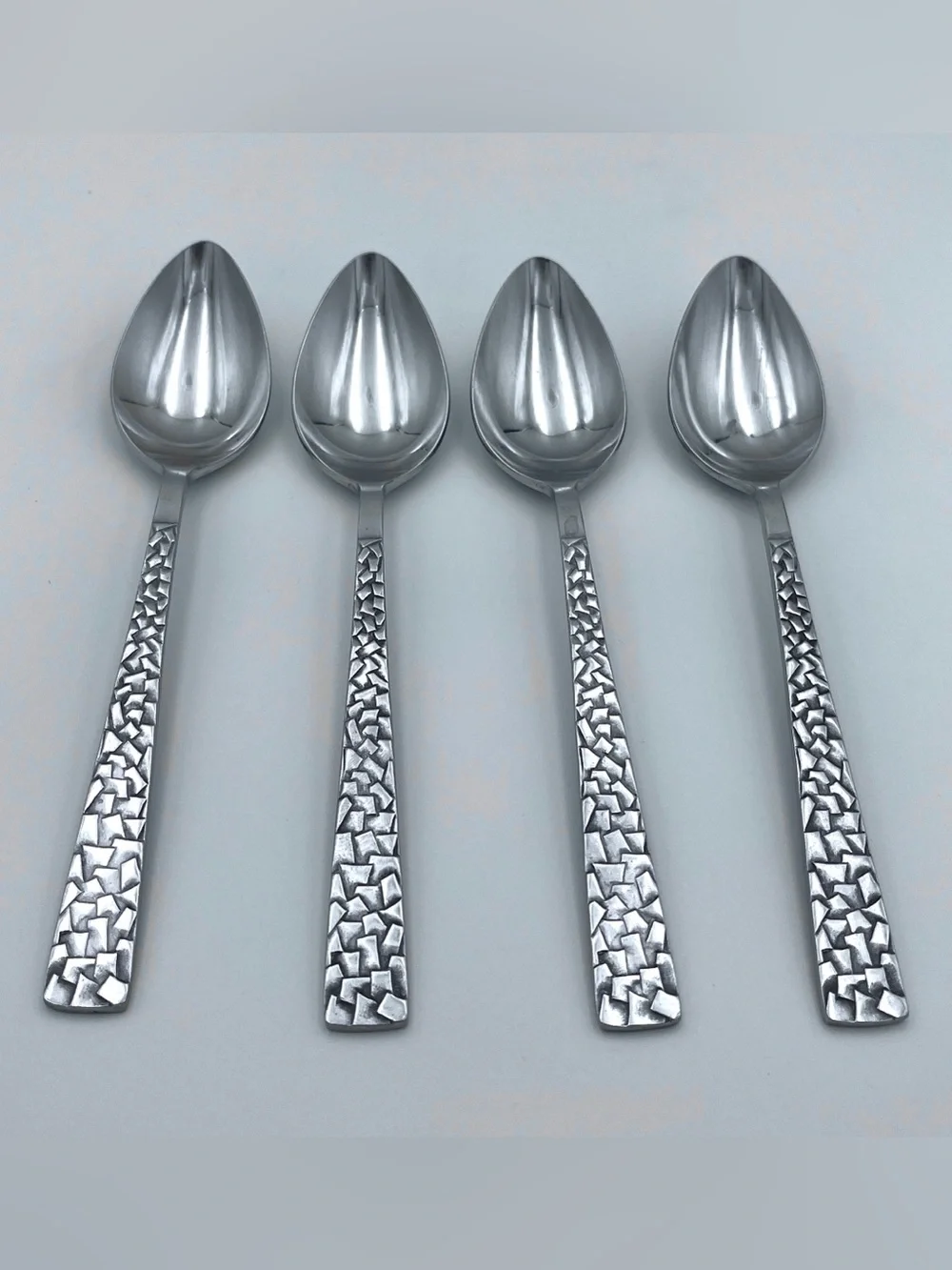 Vintage National Silver Co PAMPLONA Stainless Steel Soup Spoons - MCM - Set of 4